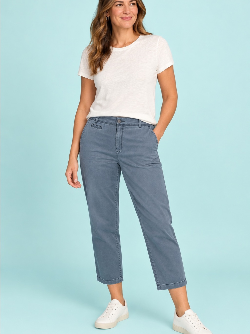 Banana Republic Boyfriend Crop Pants Size 14 Blue Gray Stretch Chino